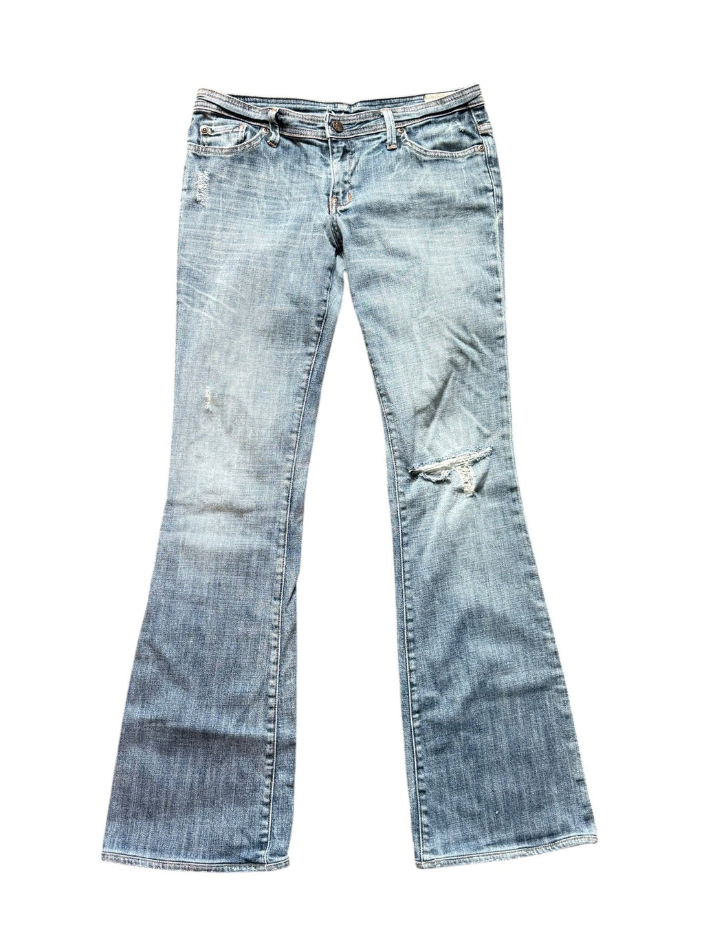 Distressed Low Rise Bootcut Jeans (30”/6-8 Long)