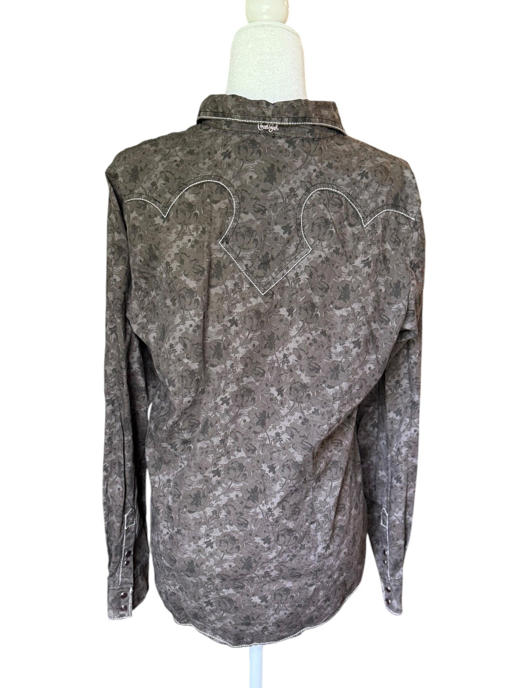 Cruel Girl western barrel, racing pearl snap long sleeve shirt (XL)