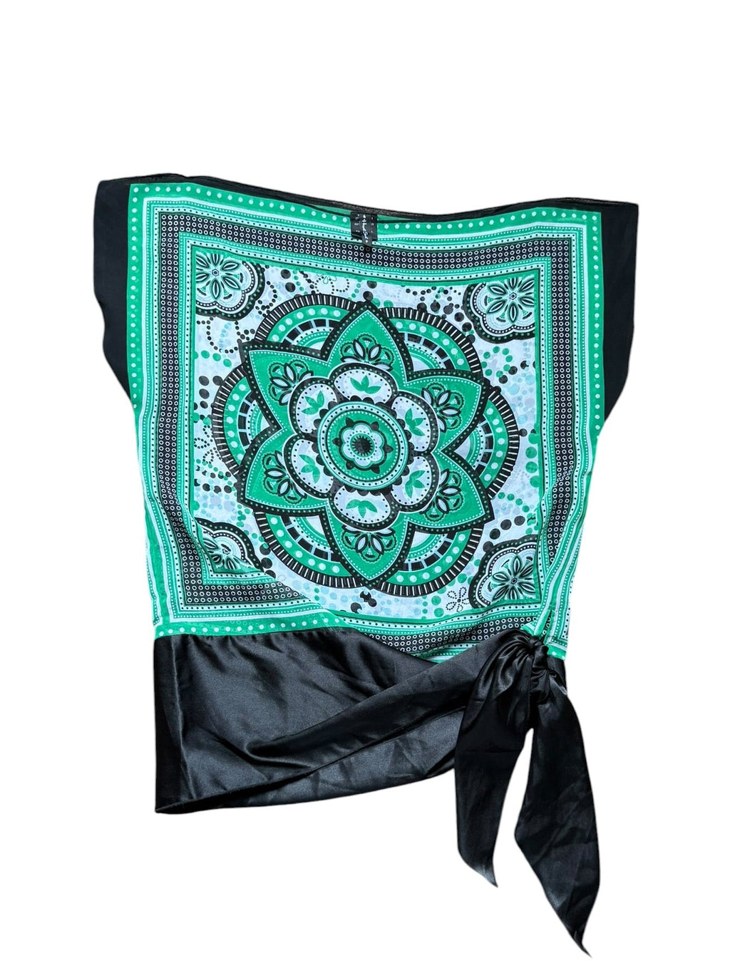 Satin top with a bandana-style mandala print (XL)
