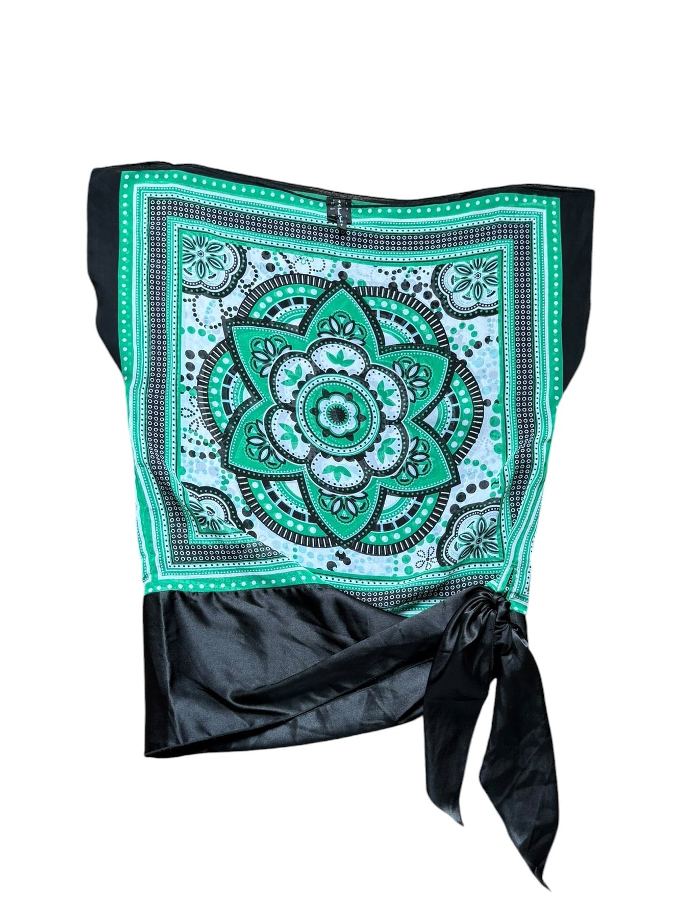 Satin top with a bandana-style mandala print (XL)