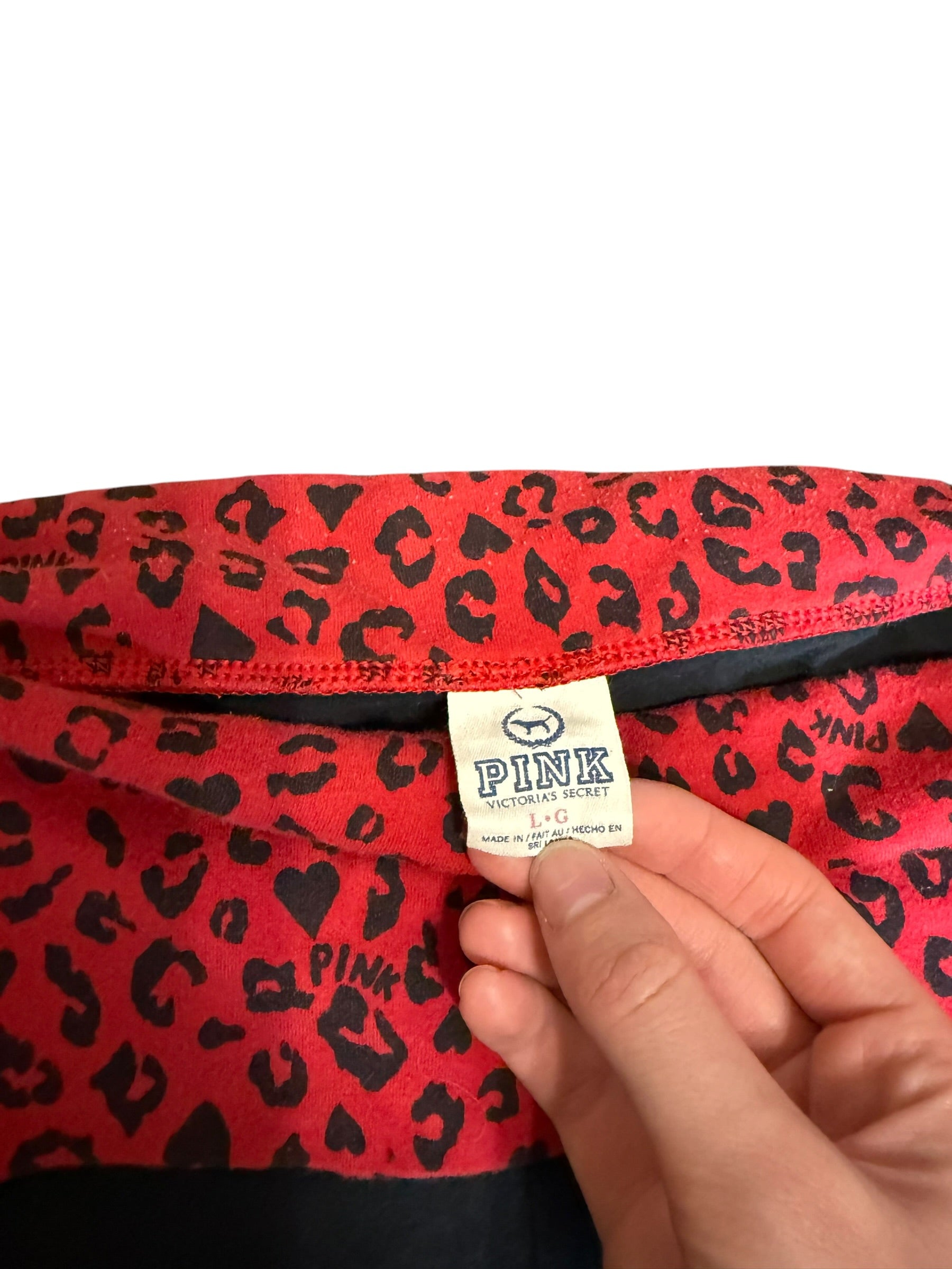 Red Cheetah Print VS PINK Foldover Capris (Large)