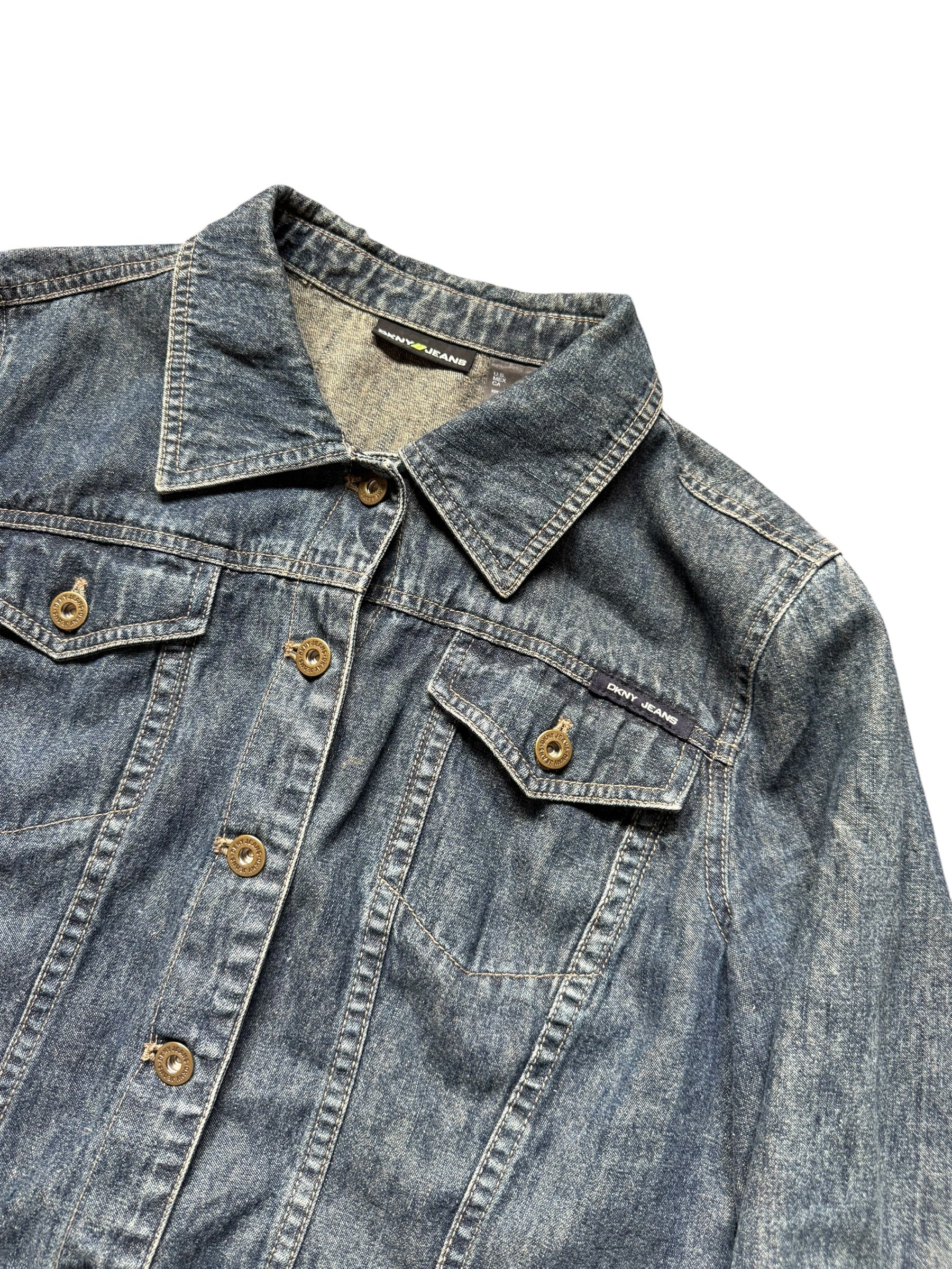 DKNY Dark Wash Denim Jacket (Fitted Large/True Medium)