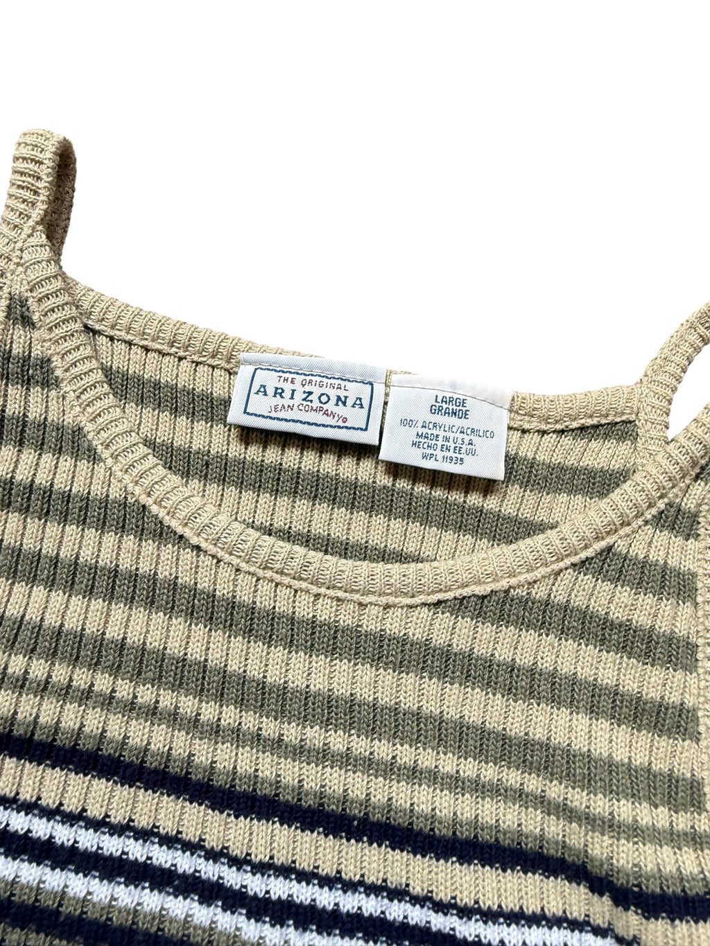 Striped ribbed knit tank top (Large)