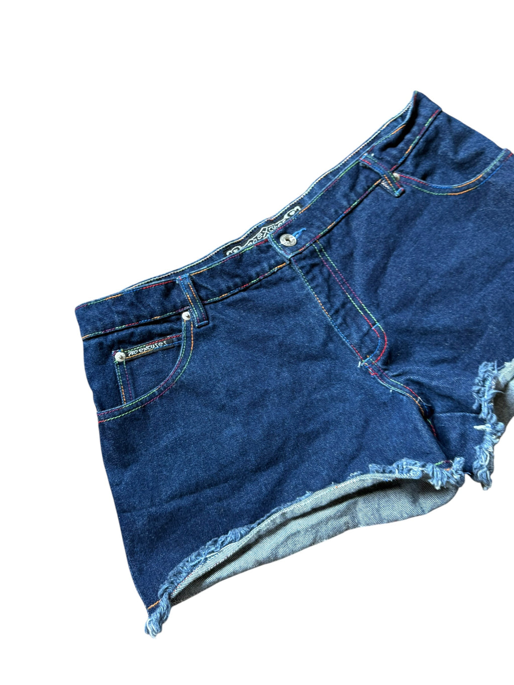 Vintage No Excuses Rainbow Stitch Denim Shorts (12)