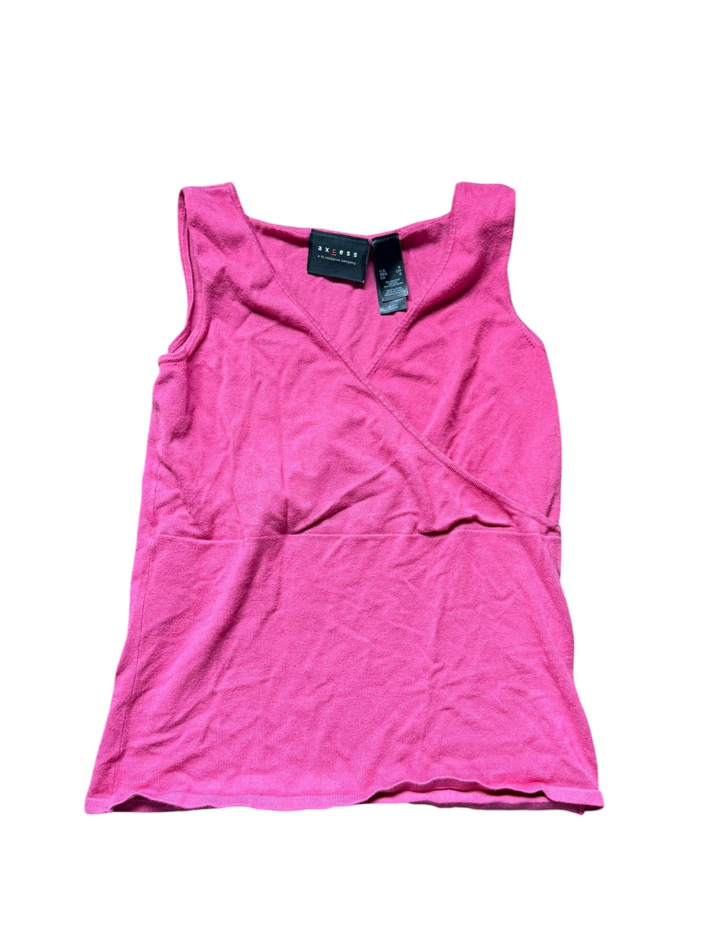 Pink sleeveless V-neck wrap top (Small)