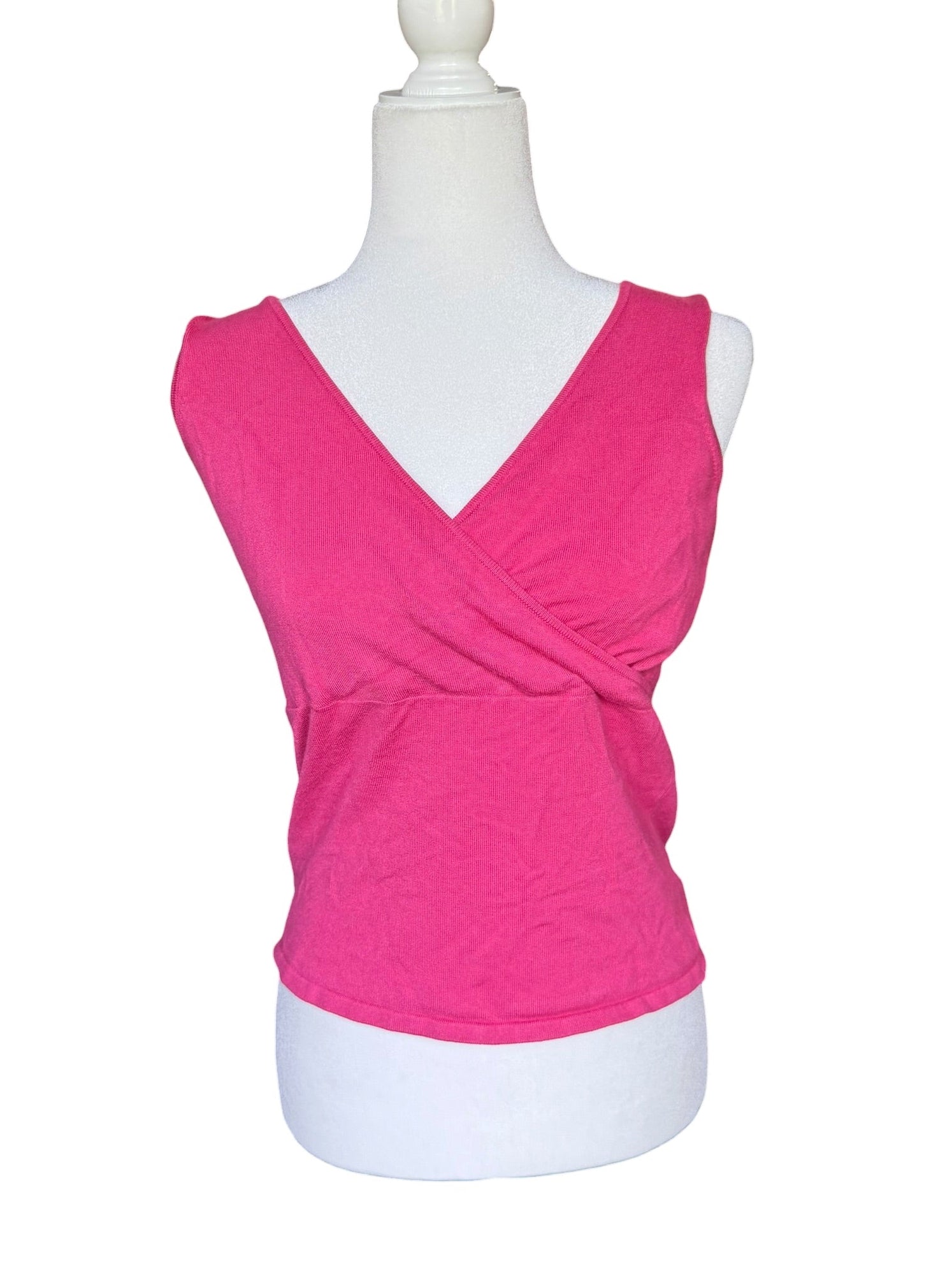 Pink sleeveless V-neck wrap top (Small)