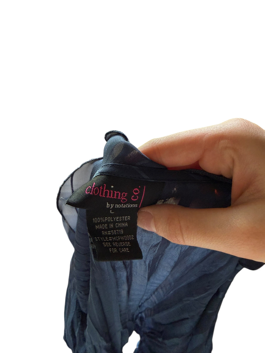 Blue sheer cardigan with ruffles and a tie front (Large)