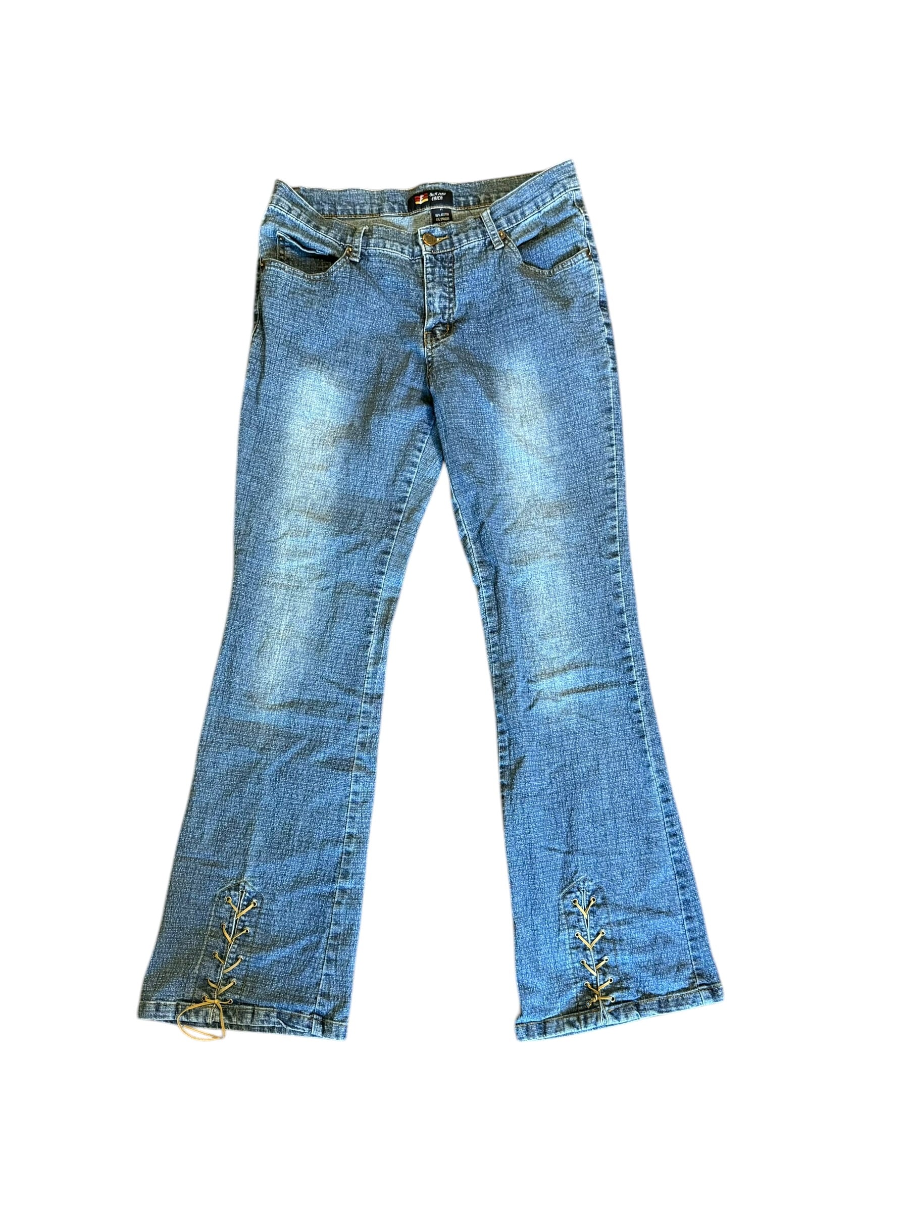 Lace Up Flare Jeans: 29”