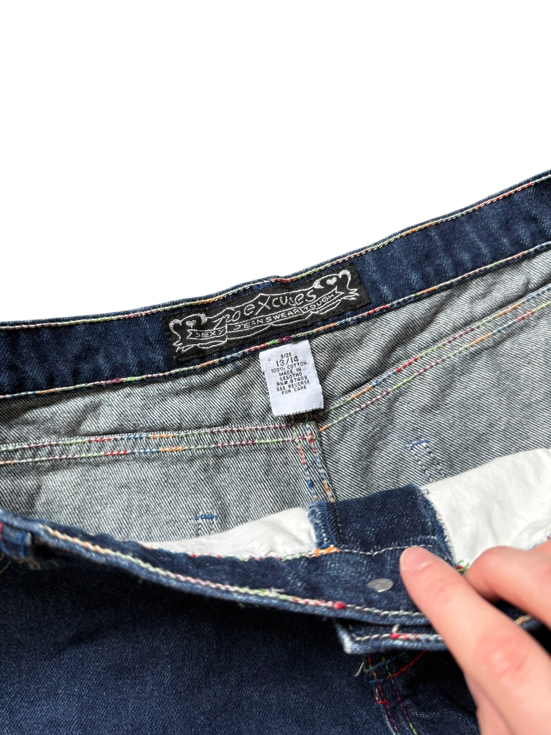 Vintage No Excuses Rainbow Stitch Denim Shorts (12)