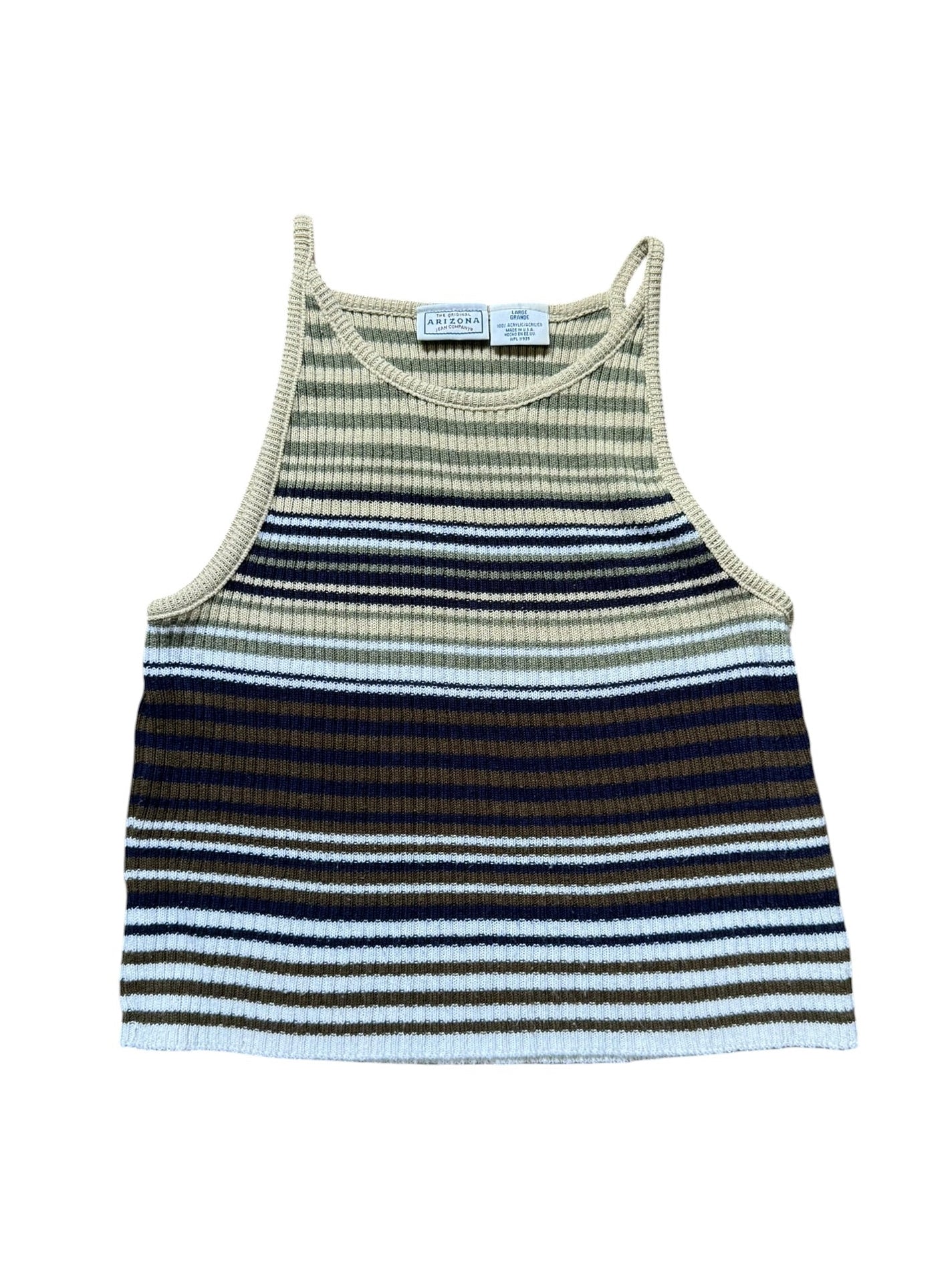 Striped ribbed knit tank top (Large)