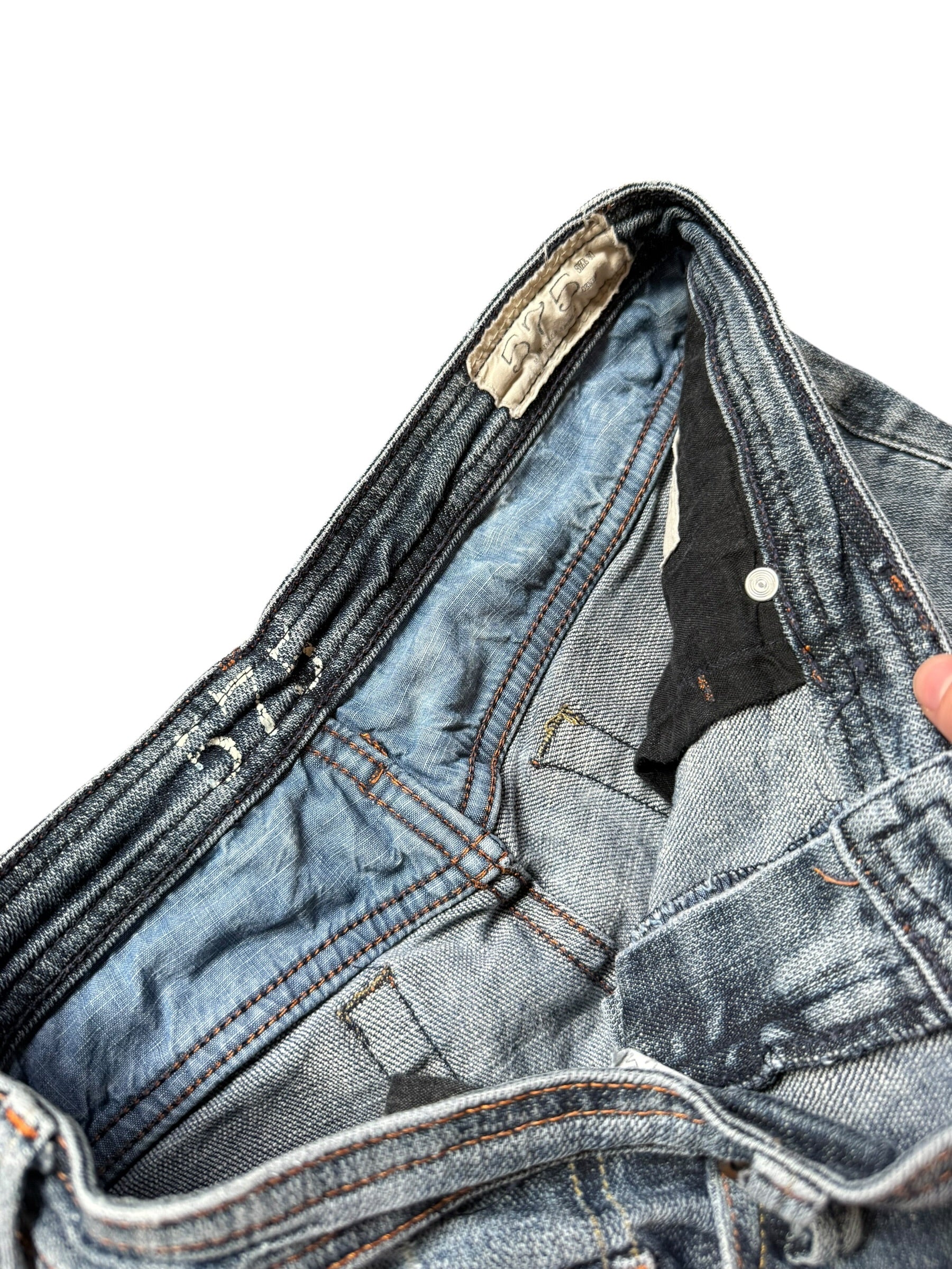 Distressed Low Rise Bootcut Jeans (30”/6-8 Long)