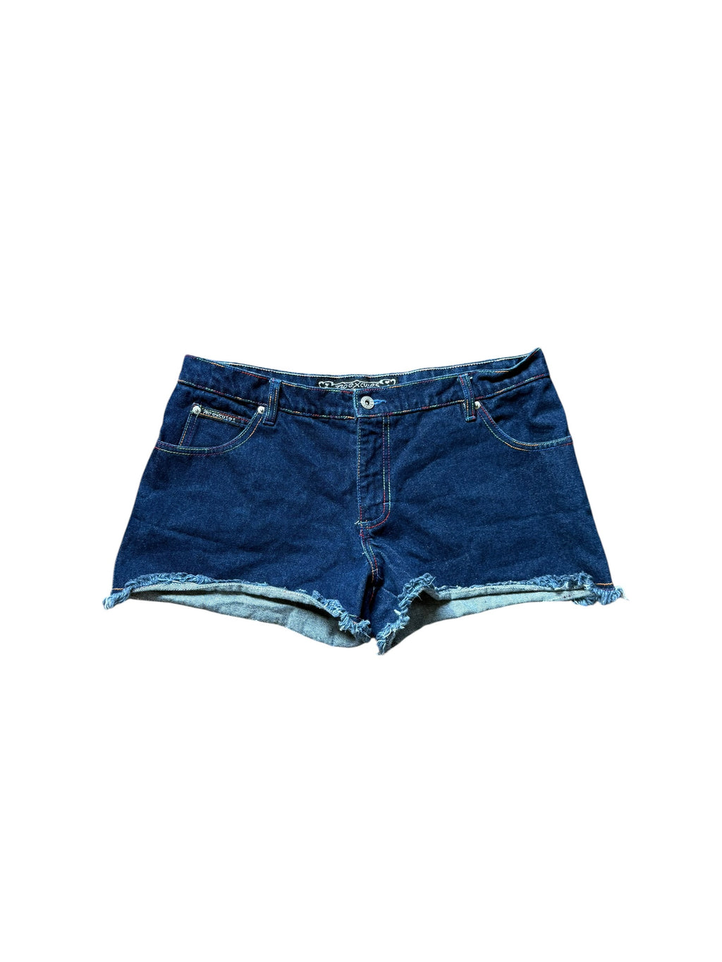 Vintage No Excuses Rainbow Stitch Denim Shorts (12)