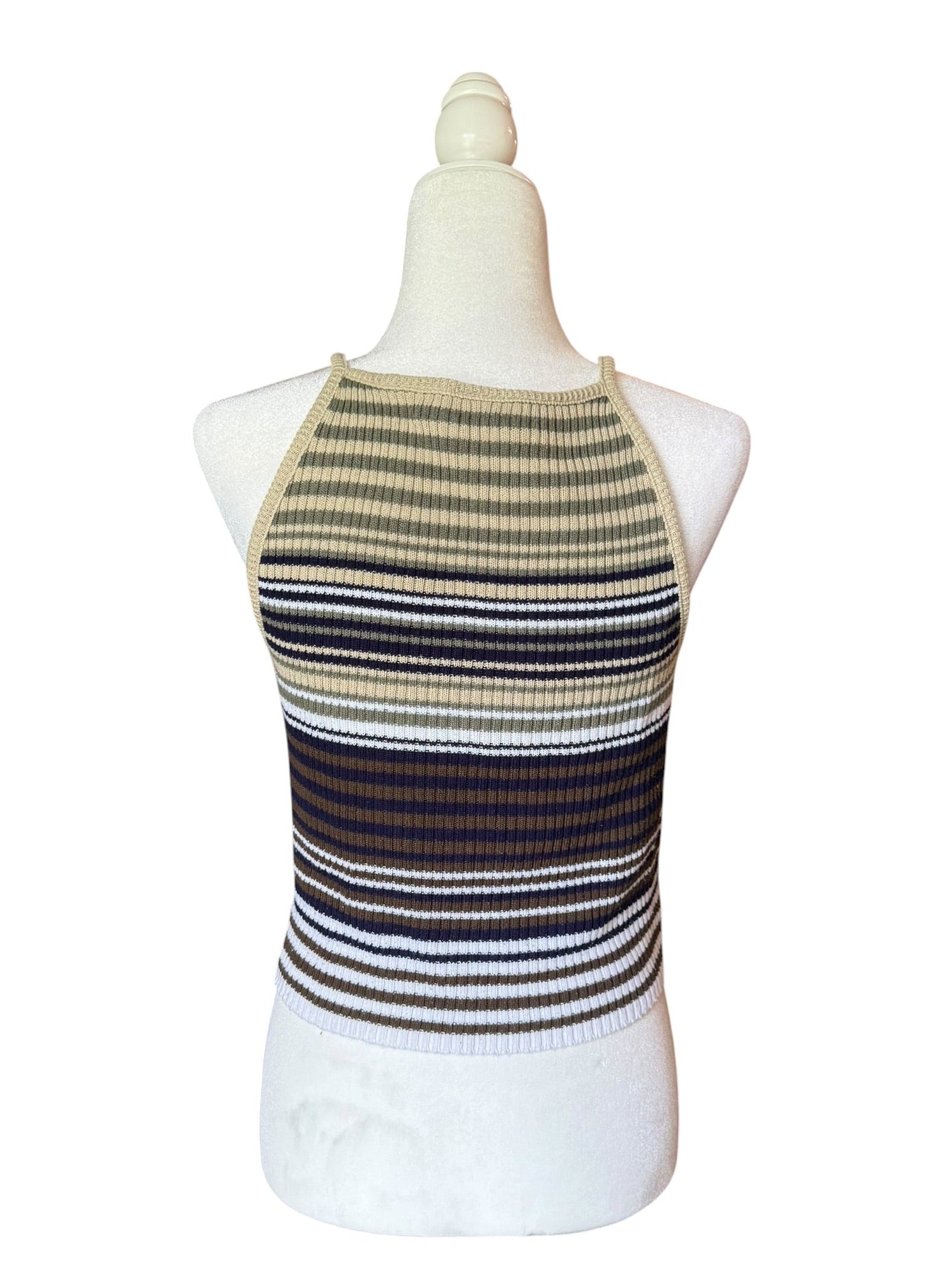 Striped ribbed knit tank top (Large)