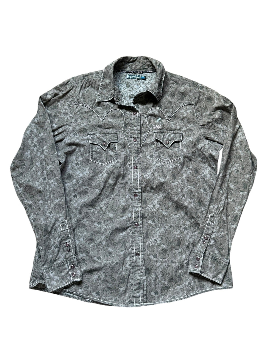 Cruel Girl western barrel, racing pearl snap long sleeve shirt (XL)