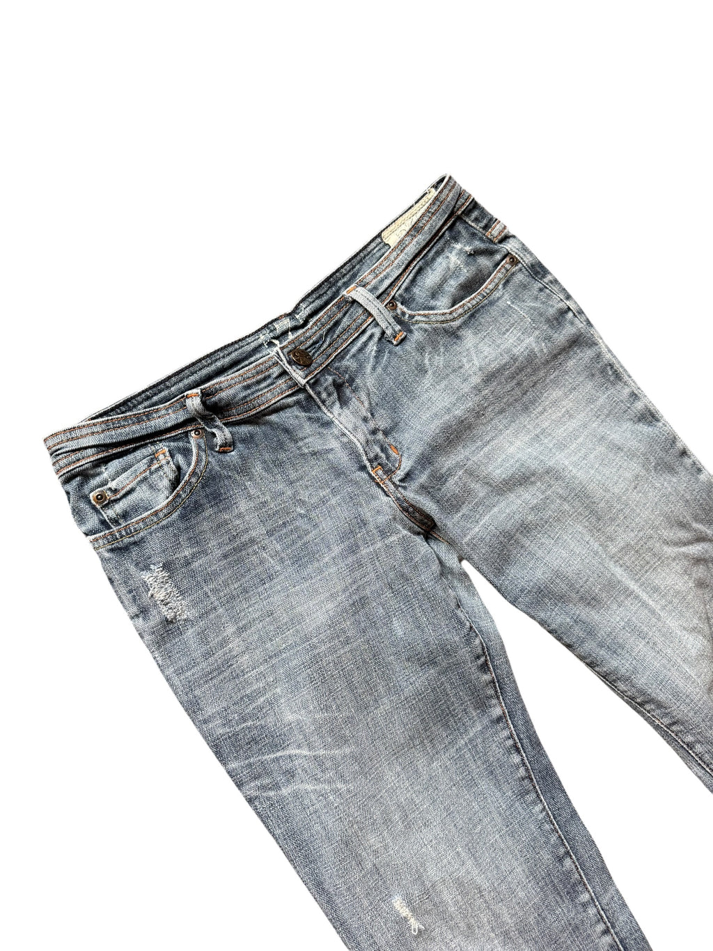 Distressed Low Rise Bootcut Jeans (30”/6-8 Long)