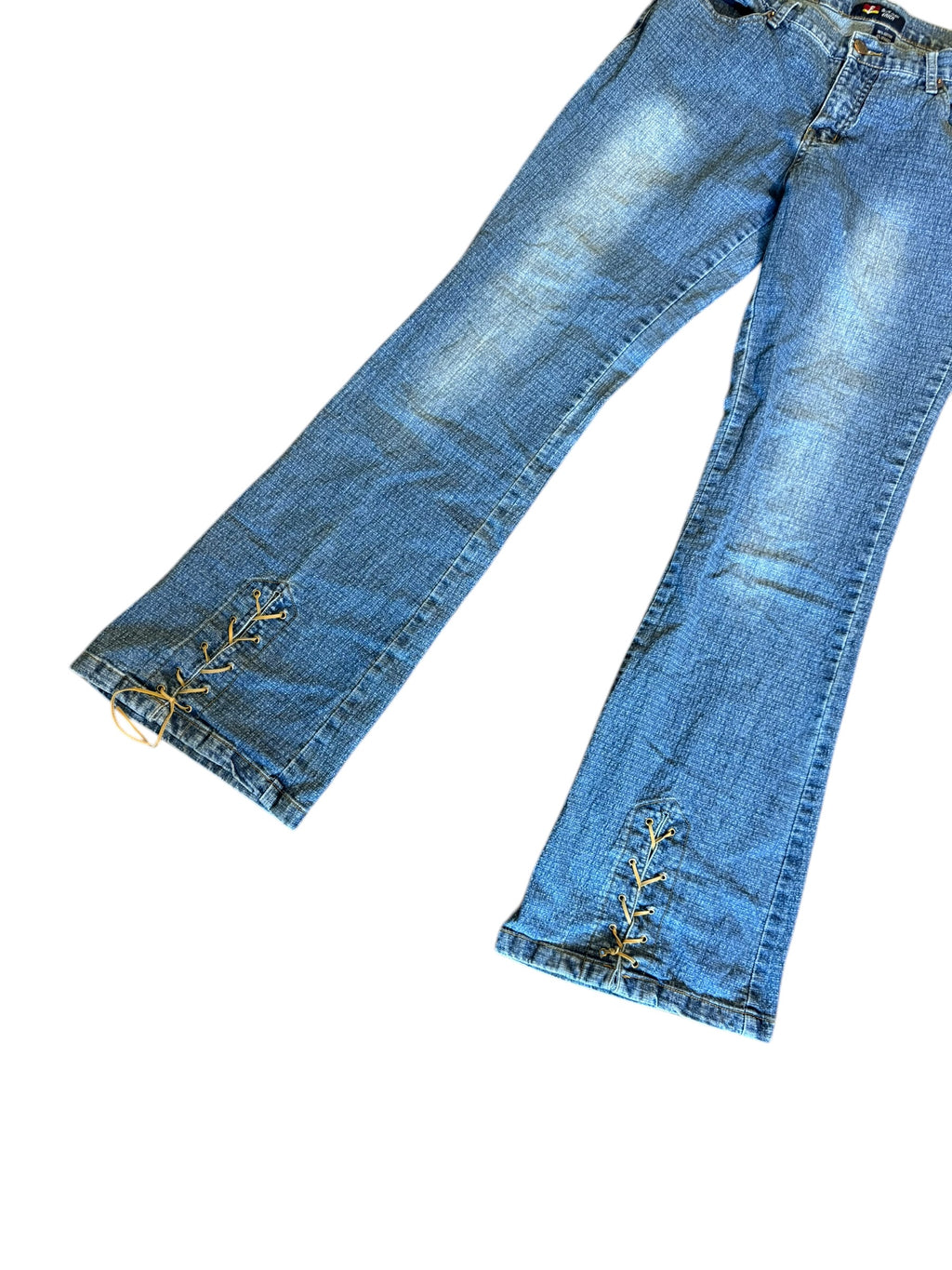 Lace Up Flare Jeans: 29”